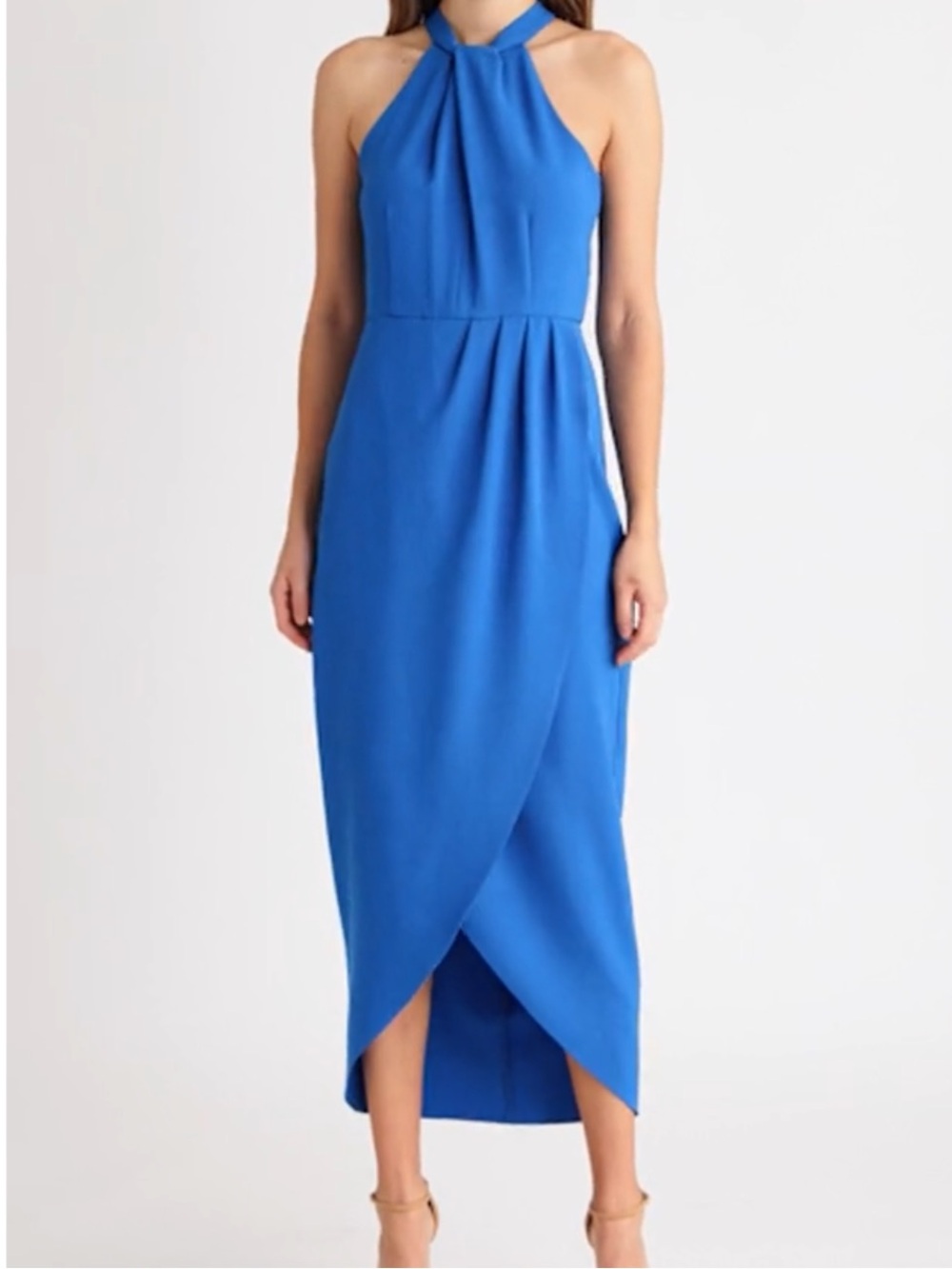 Julia Jordan Cobalt Halter Knot Neck Tulip Dress